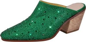 richealnini Closed Toe Embellished Rhinestones Slide Sandals Slip On Slippers Sparkle Wedding Outside Party Dress