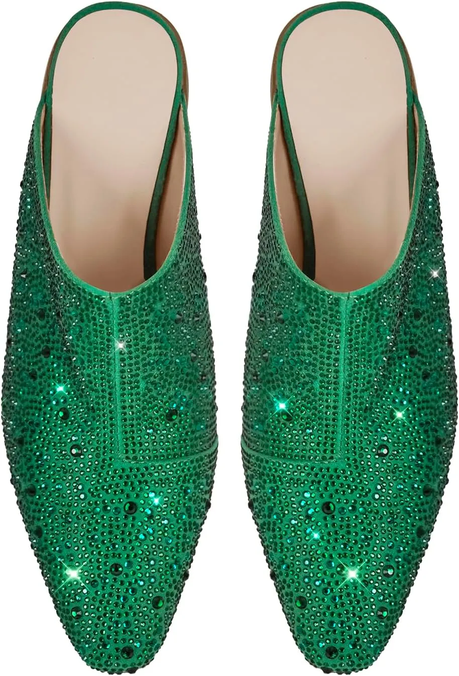 richealnini Closed Toe Embellished Rhinestones Slide Sandals Slip On Slippers Sparkle Wedding Outside Party Dress