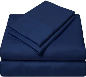 RRlinen 4PCs Twin XL Size Bed Sheet Set 800 Thread Count 100% Cotton Sheet Set Long-Staple Cotton Best-Bedding Sheets for Bed, Soft & Silky Fits Mattress Upto 14'' Deep Pocket (Navy Blue, Twin XL)
