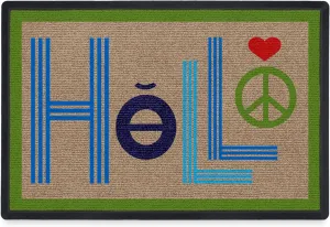 RUGGABLE Washable Front Doormat – Jonathan Adler Hello Love 2x3 Indoor/Outdoor Doormat – Fade–Resistant, Durable, Non–Slip with Standard Pad – Welcome Mat for Entryway, Hallway,Bathroom, & Decor