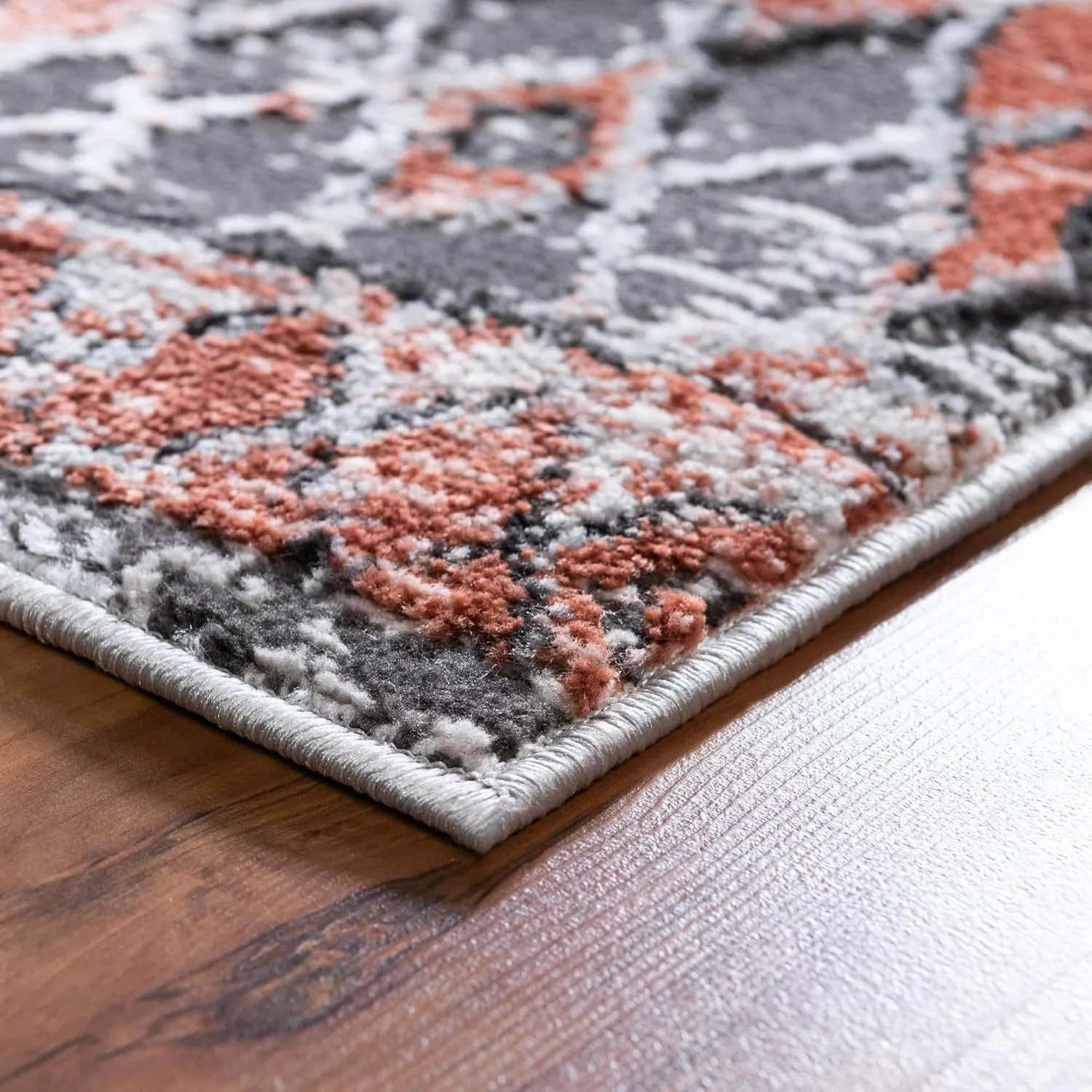 Rugs.com Leipzig Collection Runner Rug – 6 Ft Runner Salmon Low-Pile Rug Perfect for Hallways, Entryways