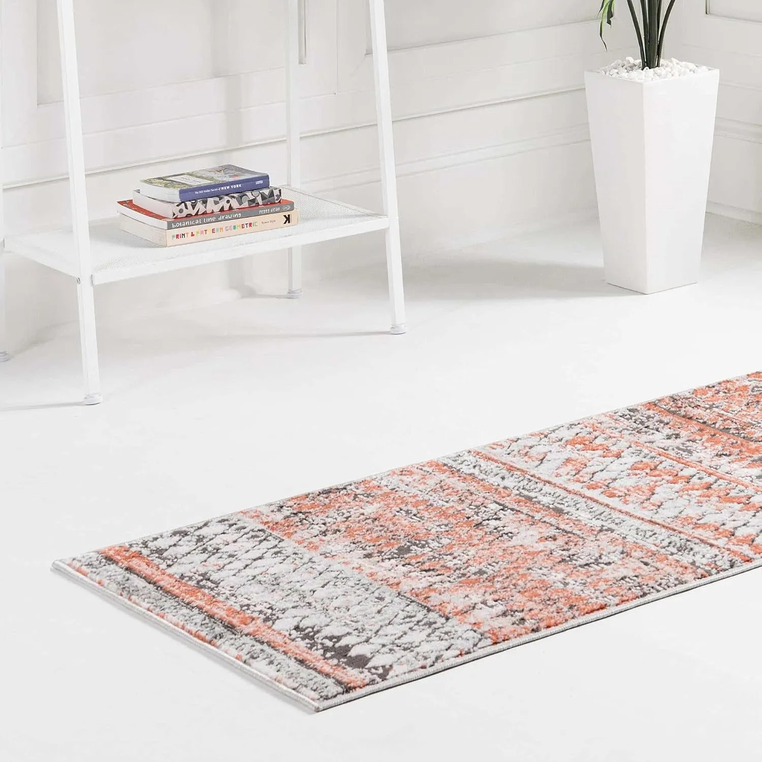 Rugs.com Leipzig Collection Runner Rug – 6 Ft Runner Salmon Low-Pile Rug Perfect for Hallways, Entryways