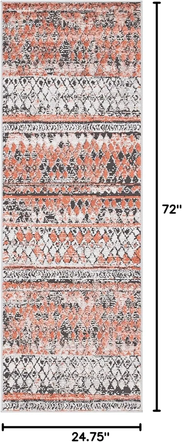Rugs.com Leipzig Collection Runner Rug – 6 Ft Runner Salmon Low-Pile Rug Perfect for Hallways, Entryways