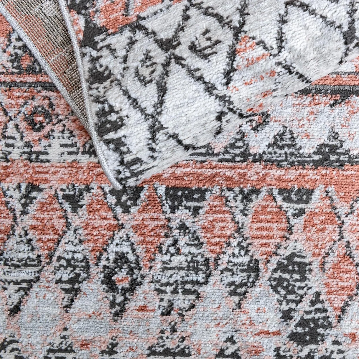 Rugs.com Leipzig Collection Runner Rug – 6 Ft Runner Salmon Low-Pile Rug Perfect for Hallways, Entryways