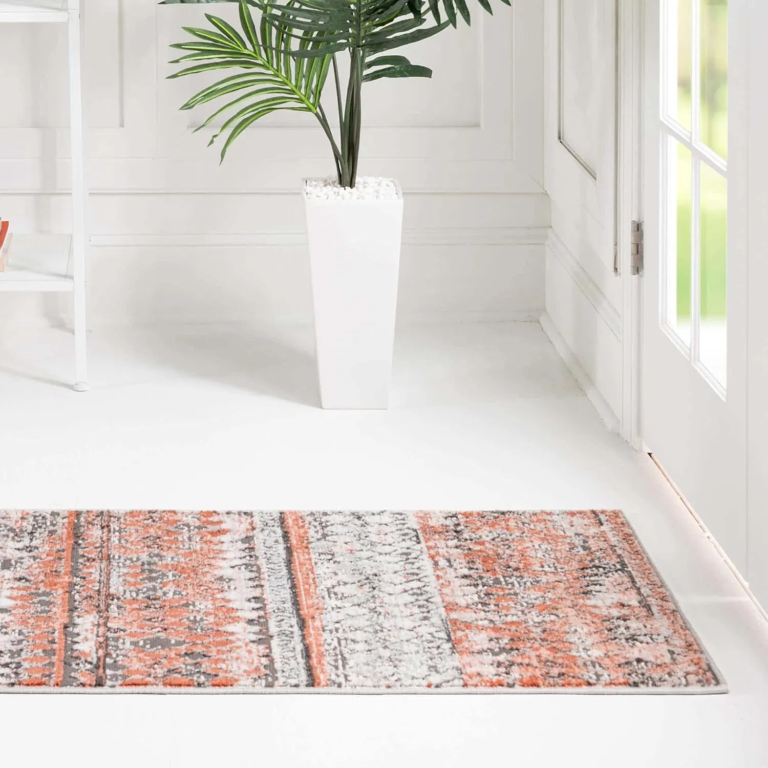 Rugs.com Leipzig Collection Runner Rug – 6 Ft Runner Salmon Low-Pile Rug Perfect for Hallways, Entryways