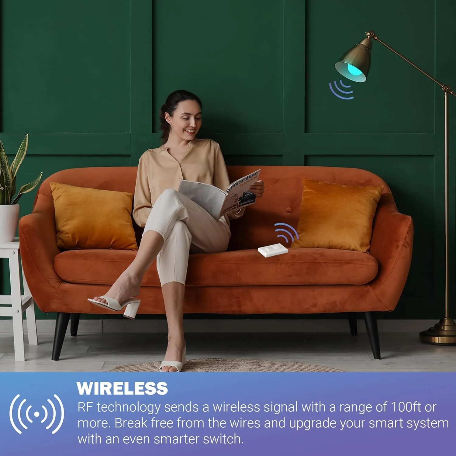 RunLessWire Click for Philips Hue Wireless Battery Free Dimming Smart Switch Friends of Hue Bulb Lighting Control Works with All Home Automation Hubs Through Bridge & App Self Powered - Ivory