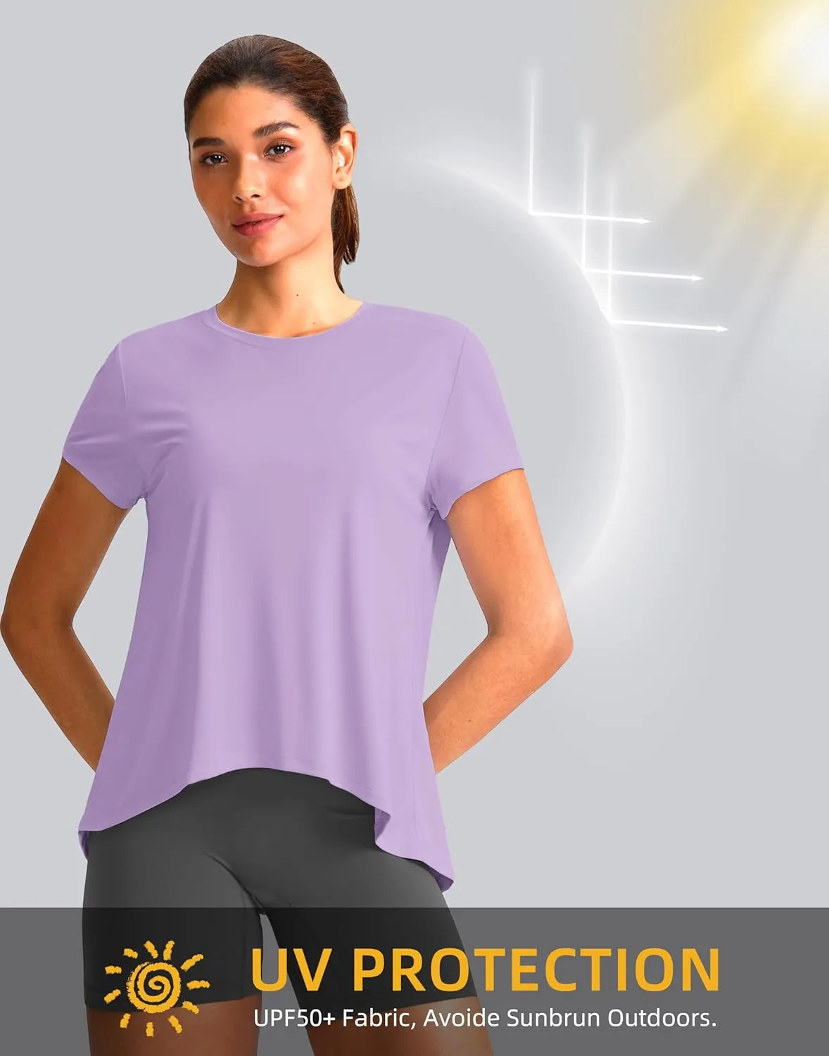 SANTINY Short Sleeve Workout Tops for Women Loose Yoga T-Shirts Sun Protection Breathable Running Athletic Tee Shirts