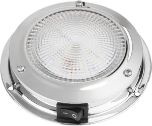 SEAFLO 5” Round Boat/RV Interior Ceiling LED Dome Light - 12V, 3.6W, White or Red, Built-In On/Off Rocker Switch, Cabin for RV & Boats, CE & RoHS Certified(5”, Stainless-Steel Bezel)