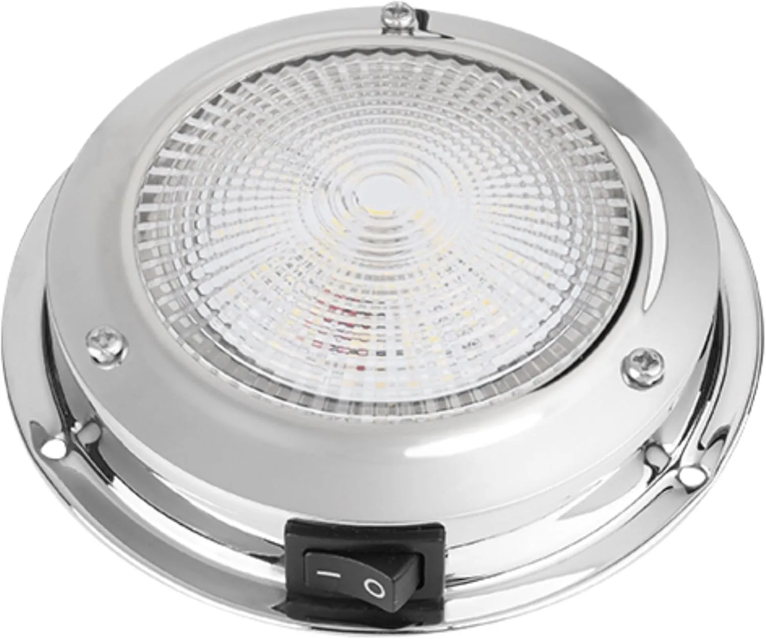 SEAFLO 5” Round Boat/RV Interior Ceiling LED Dome Light - 12V, 3.6W, White or Red, Built-In On/Off Rocker Switch, Cabin for RV & Boats, CE & RoHS Certified(5”, Stainless-Steel Bezel)