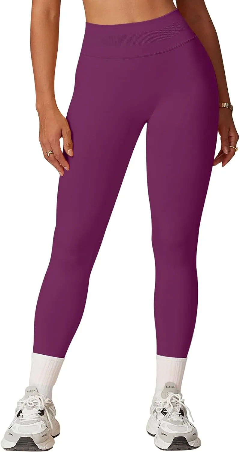 SENBAN Women's High Waisted Leggings Seamless Workout Gym Yoga Pants Tummy Control Smile Contour Activewear Tights