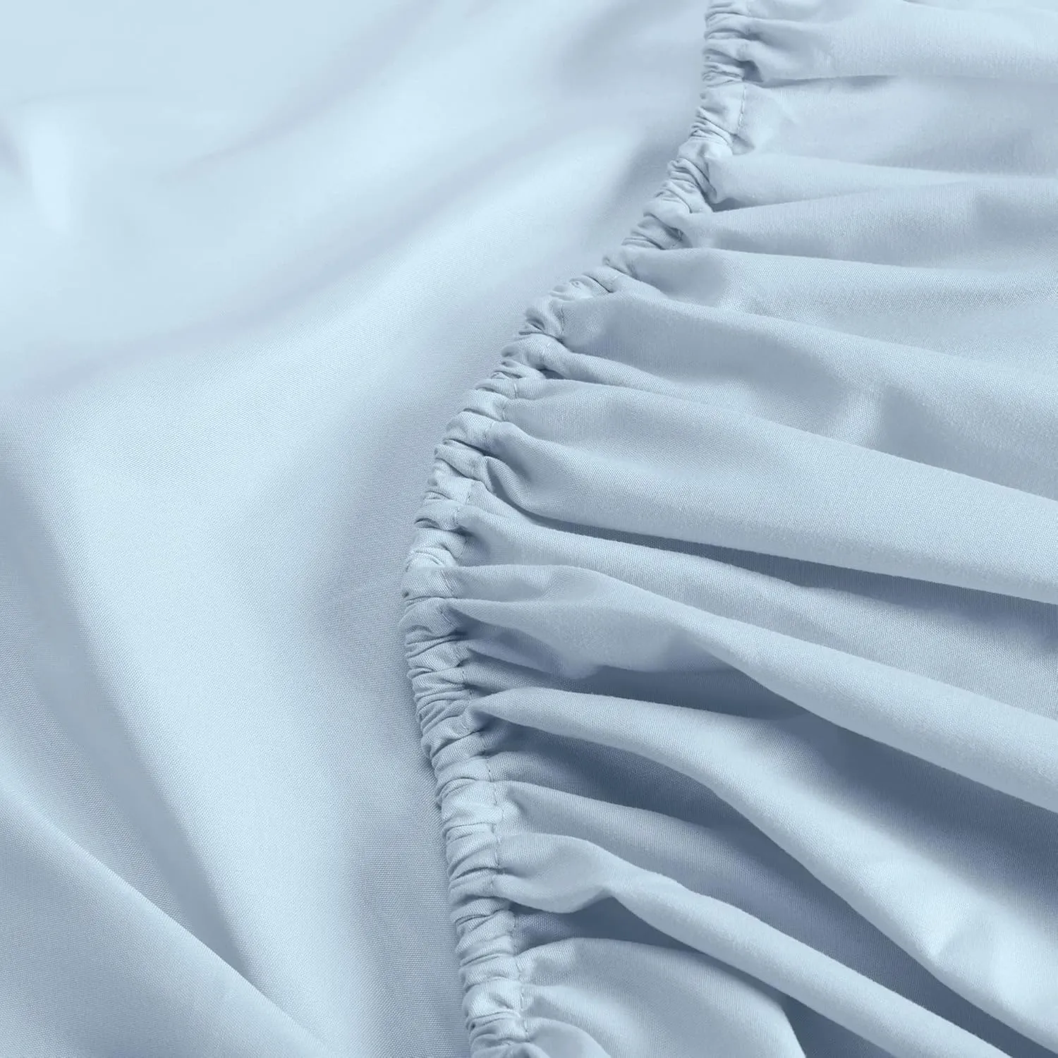 Serta Simply Clean Super Soft Hypoallergenic Stain Resistant Deep Pocket 4 Pieces Solid Bed Sheet Set, King, Light Blue
