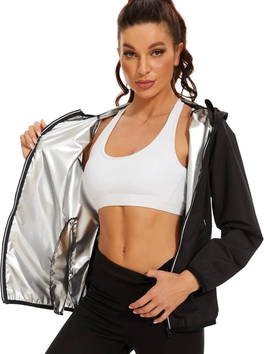 SEXYWG Sauna Suit for Women Workout Jacket Long Sleeve Tops Sweat Suits Sauna Shirt