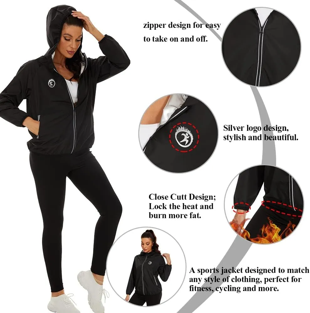 SEXYWG Sauna Suit for Women Workout Jacket Long Sleeve Tops Sweat Suits Sauna Shirt