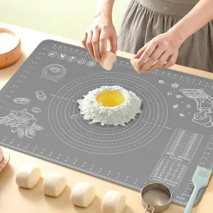 Silicone Pastry Mat 28" x 20" Extra Thick Non Stick Baking Mat with Measurements and Edge Heightening, Food Grade Silicone Rolling Mat for Pastry, Bread, Cookies, Pizza, Fondant, Pasta