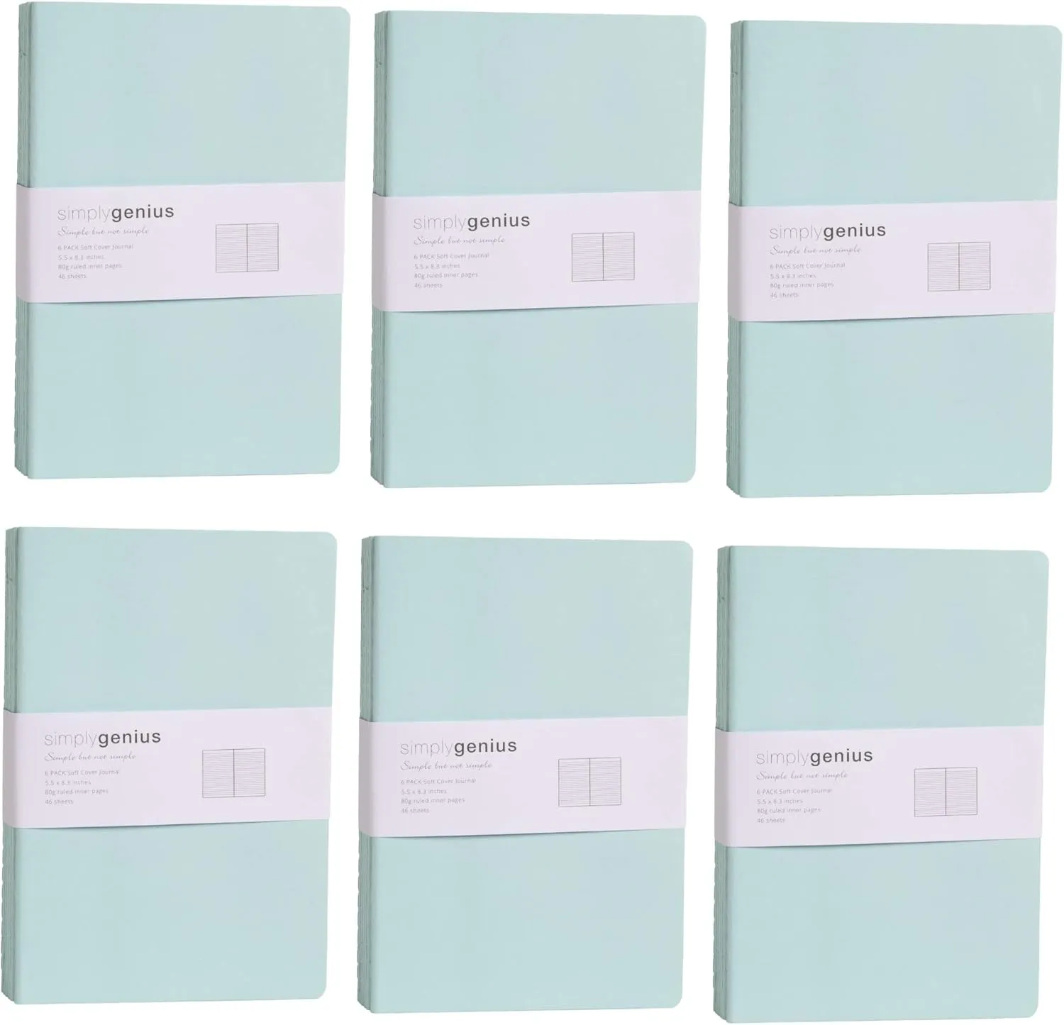 Simply Genius A5 Notebooks for Work, Travel, Business, School & More - College Ruled Notebook - Softcover Journals for Women & Men - Lined Note Books with 92 pages, 5.5" x 8.3" (Light Blue, 30 pack)