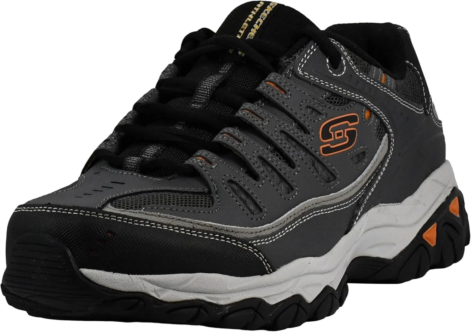 Skechers Men's Afterburn M. Fit Fashion Sneakers – Leather Upper, Memory Foam Insole, Rubber Outsole