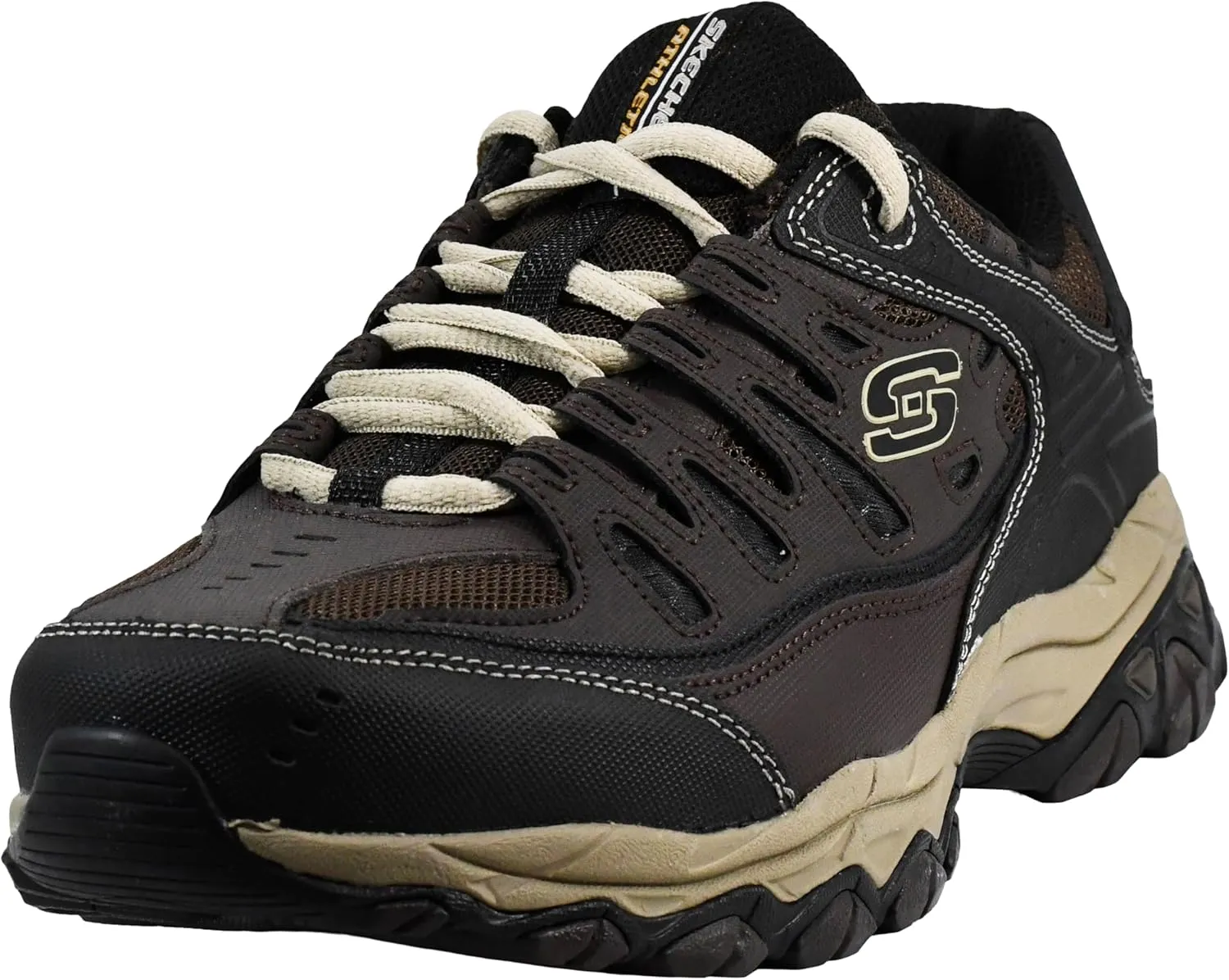 Skechers Men's Afterburn M. Fit Fashion Sneakers – Leather Upper, Memory Foam Insole, Rubber Outsole