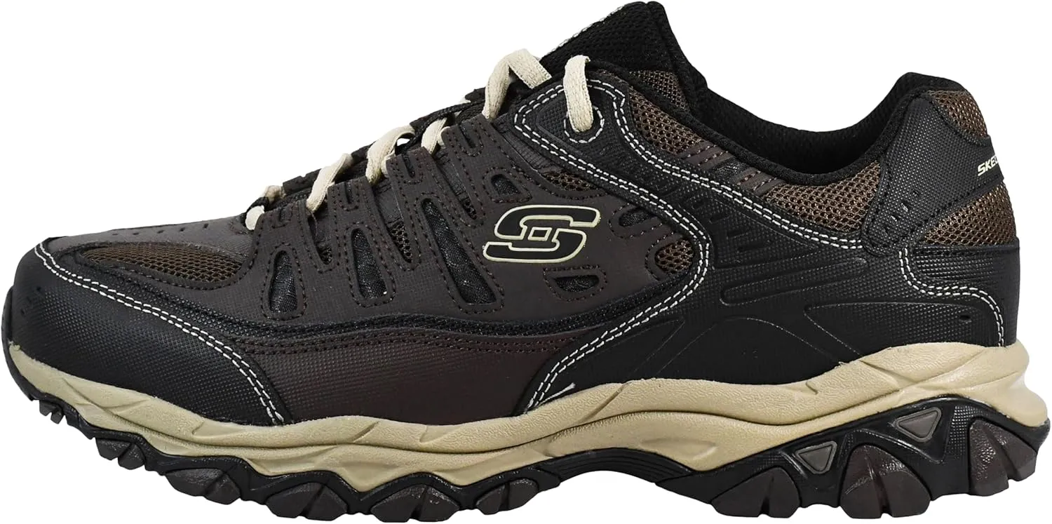 Skechers Men's Afterburn M. Fit Fashion Sneakers – Leather Upper, Memory Foam Insole, Rubber Outsole