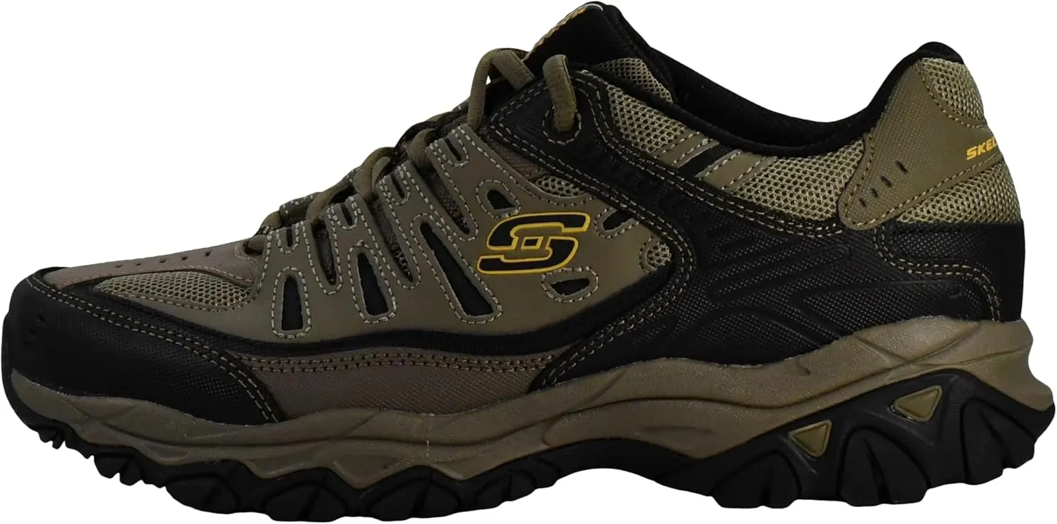 Skechers Men's Afterburn M. Fit Fashion Sneakers – Leather Upper, Memory Foam Insole, Rubber Outsole