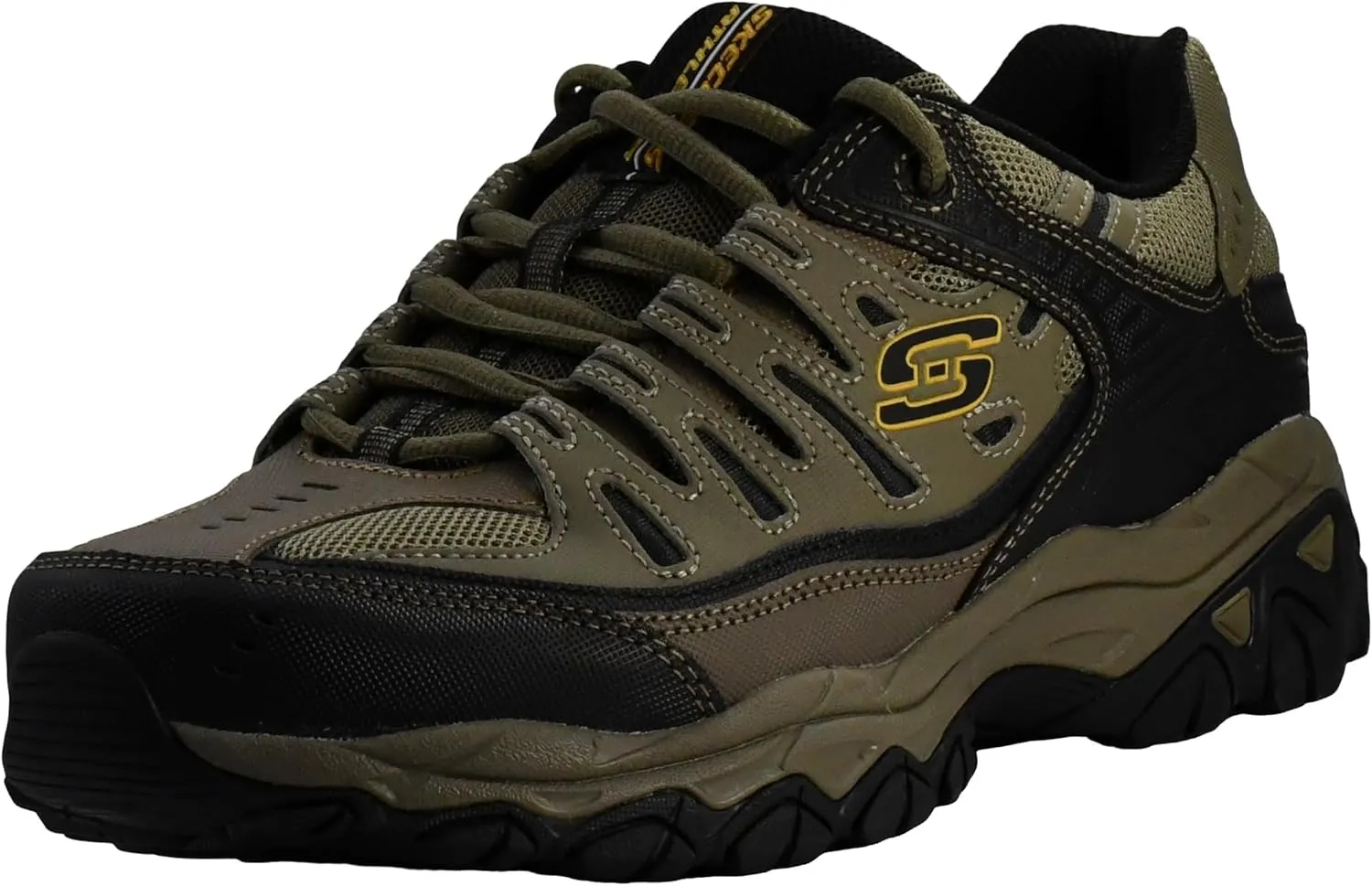 Skechers Men's Afterburn M. Fit Fashion Sneakers – Leather Upper, Memory Foam Insole, Rubber Outsole