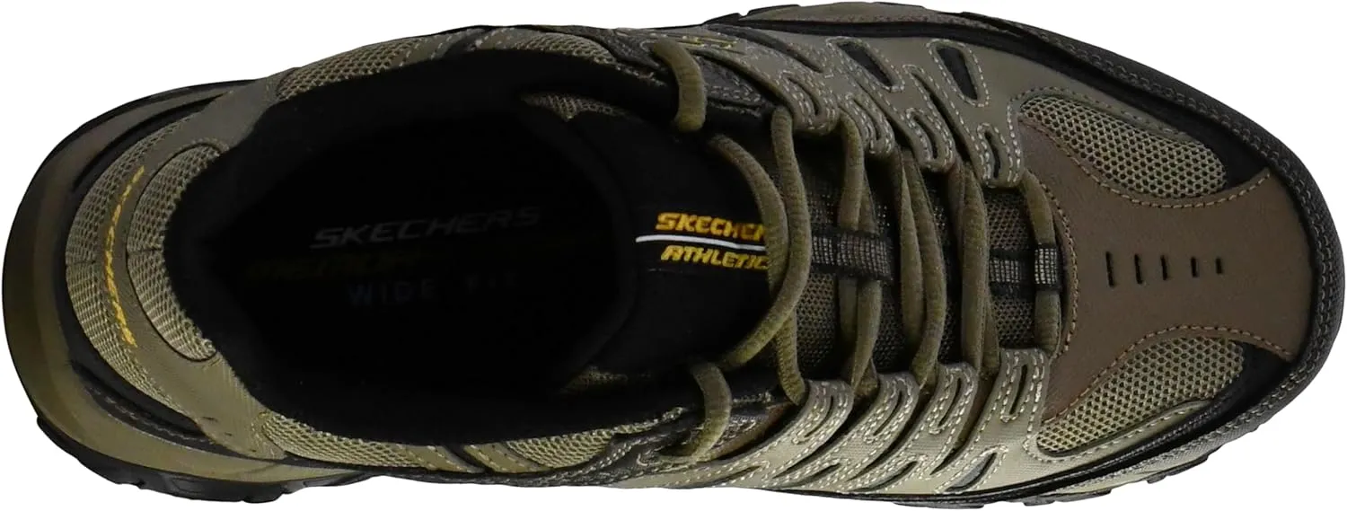 Skechers Men's Afterburn M. Fit Fashion Sneakers – Leather Upper, Memory Foam Insole, Rubber Outsole