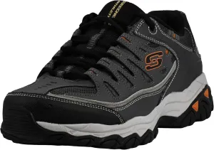 Skechers Men's Afterburn M. Fit Fashion Sneakers – Leather Upper, Memory Foam Insole, Rubber Outsole