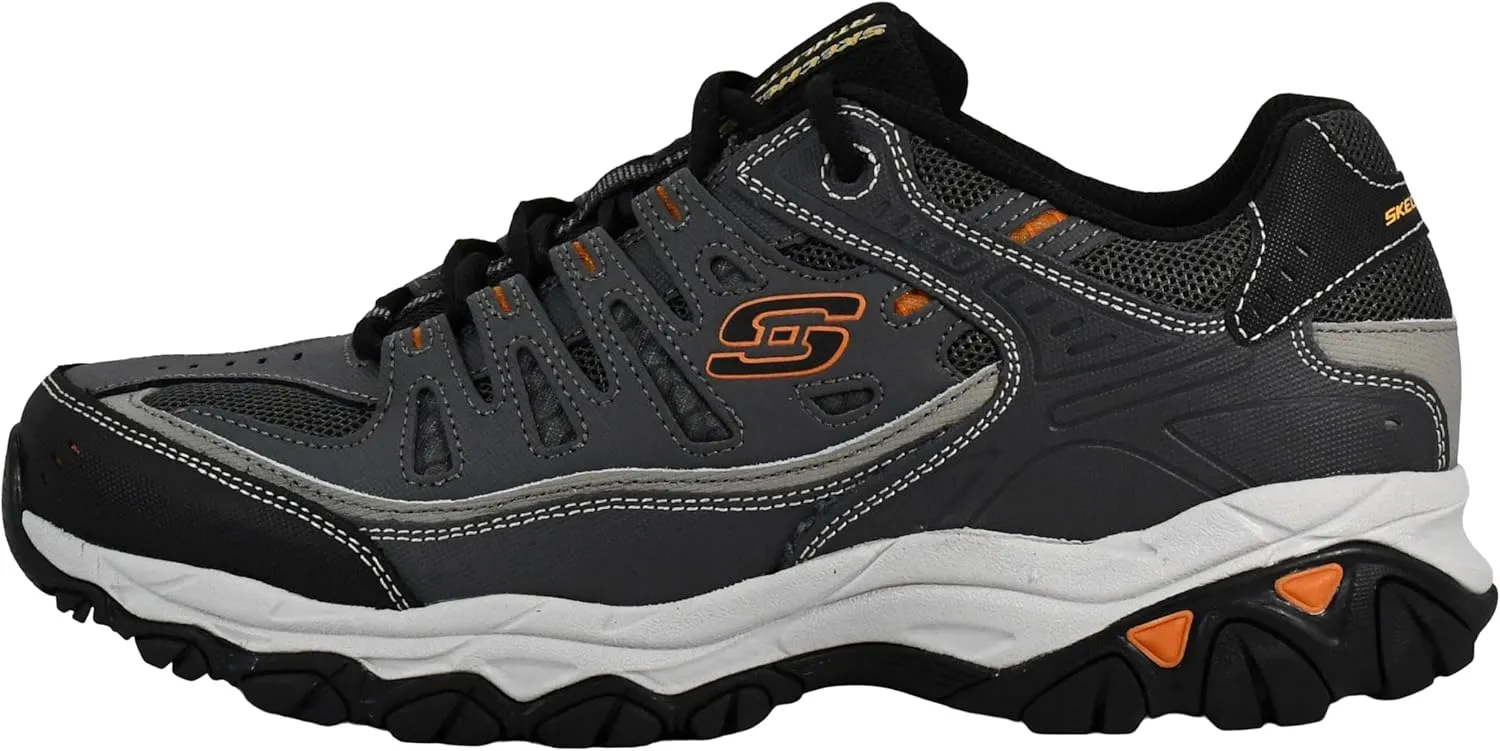 Skechers Men's Afterburn M. Fit Fashion Sneakers – Leather Upper, Memory Foam Insole, Rubber Outsole