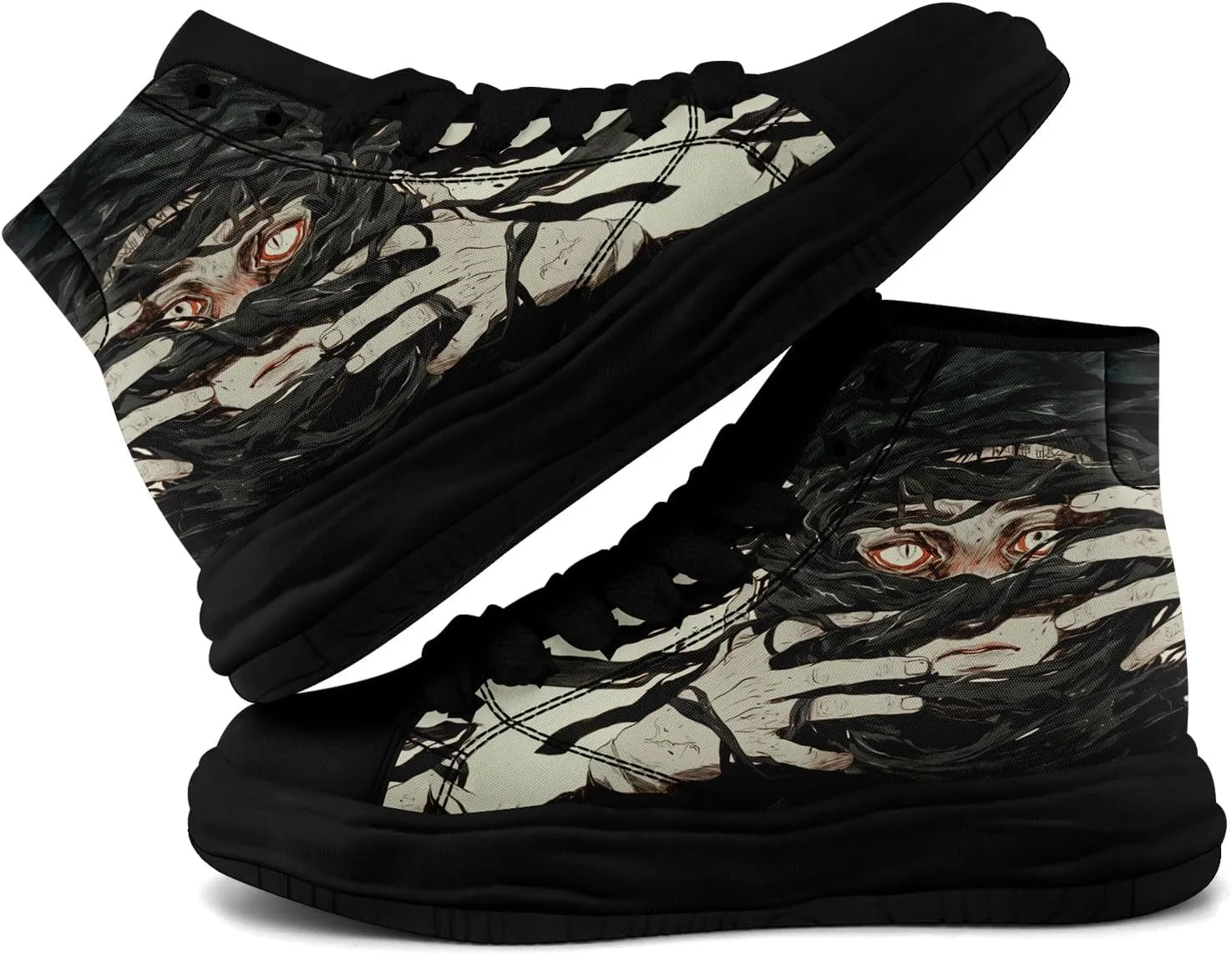 Skull High-Top Canvas Sneakers for Men Women Casual Comfortable Skateboarding Shoes, Gothic Design,Non-Slip Tennis Sneaker