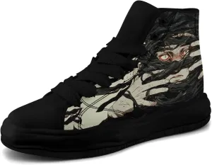 Skull High-Top Canvas Sneakers for Men Women Casual Comfortable Skateboarding Shoes, Gothic Design,Non-Slip Tennis Sneaker