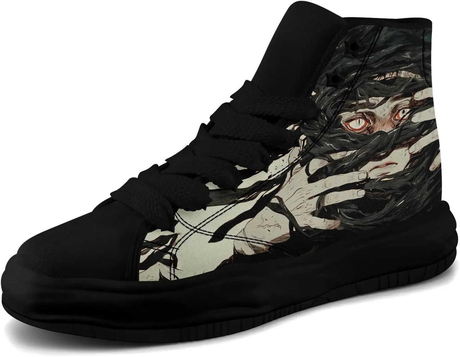 Skull High-Top Canvas Sneakers for Men Women Casual Comfortable Skateboarding Shoes, Gothic Design,Non-Slip Tennis Sneaker