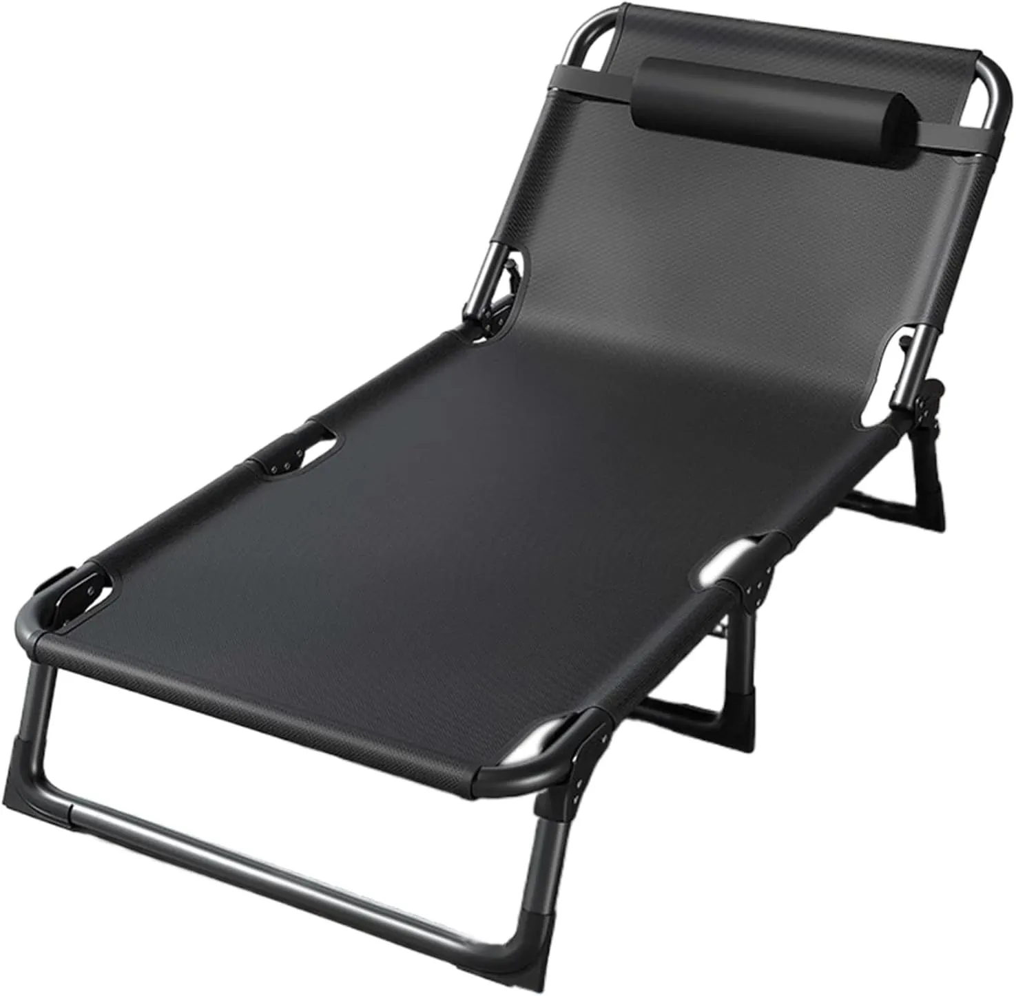 Sleeping Cots for Adults Folding Camping Cot Adjustable 4-Position, Adults Reclining Fold Out Bed Chair with Pillow, Fold Up Bed for Office Pool Patio Beach
