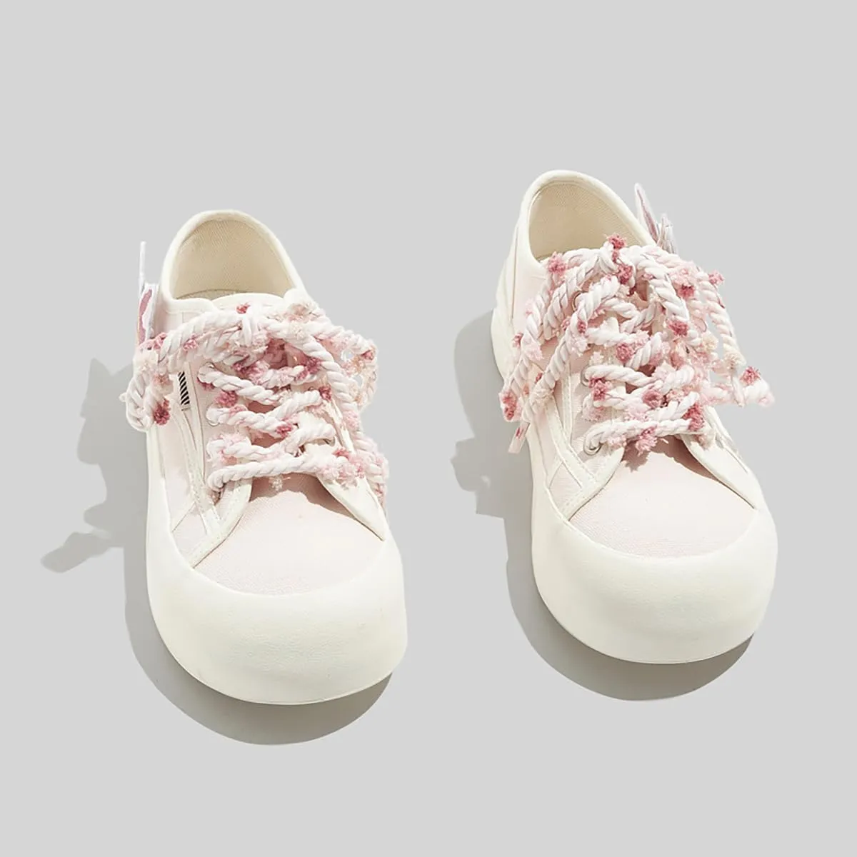 Sneakers Women Low Top Canvas Y2K Fashion Bow Casual Lattice Lace Pink Sneakers Cute Lightweight Shoes