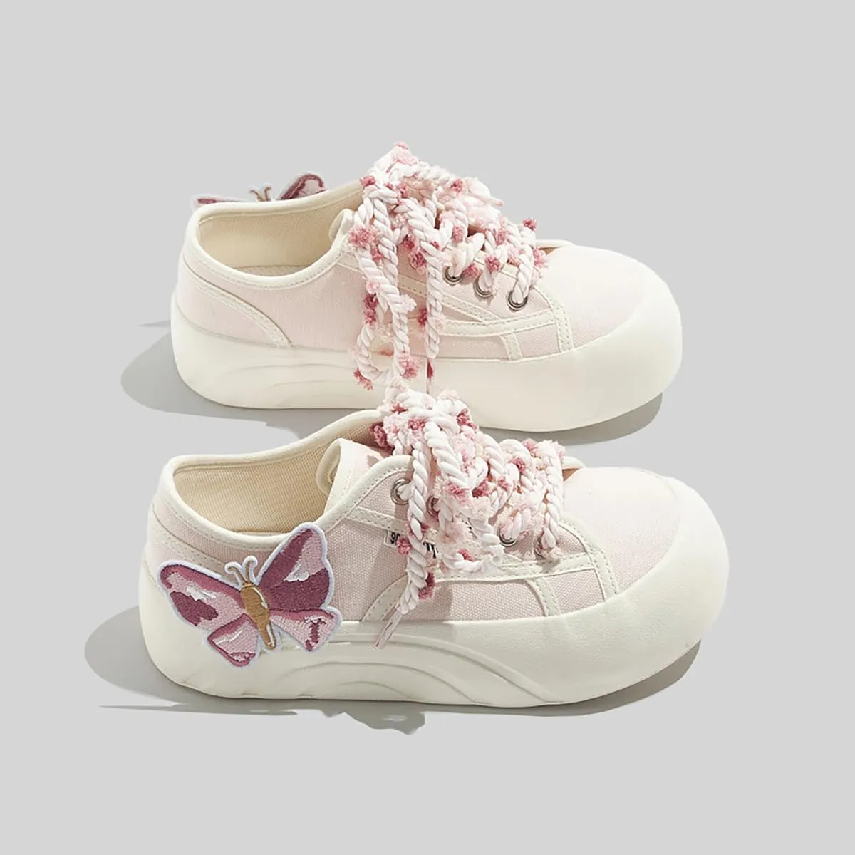Sneakers Women Low Top Canvas Y2K Fashion Bow Casual Lattice Lace Pink Sneakers Cute Lightweight Shoes