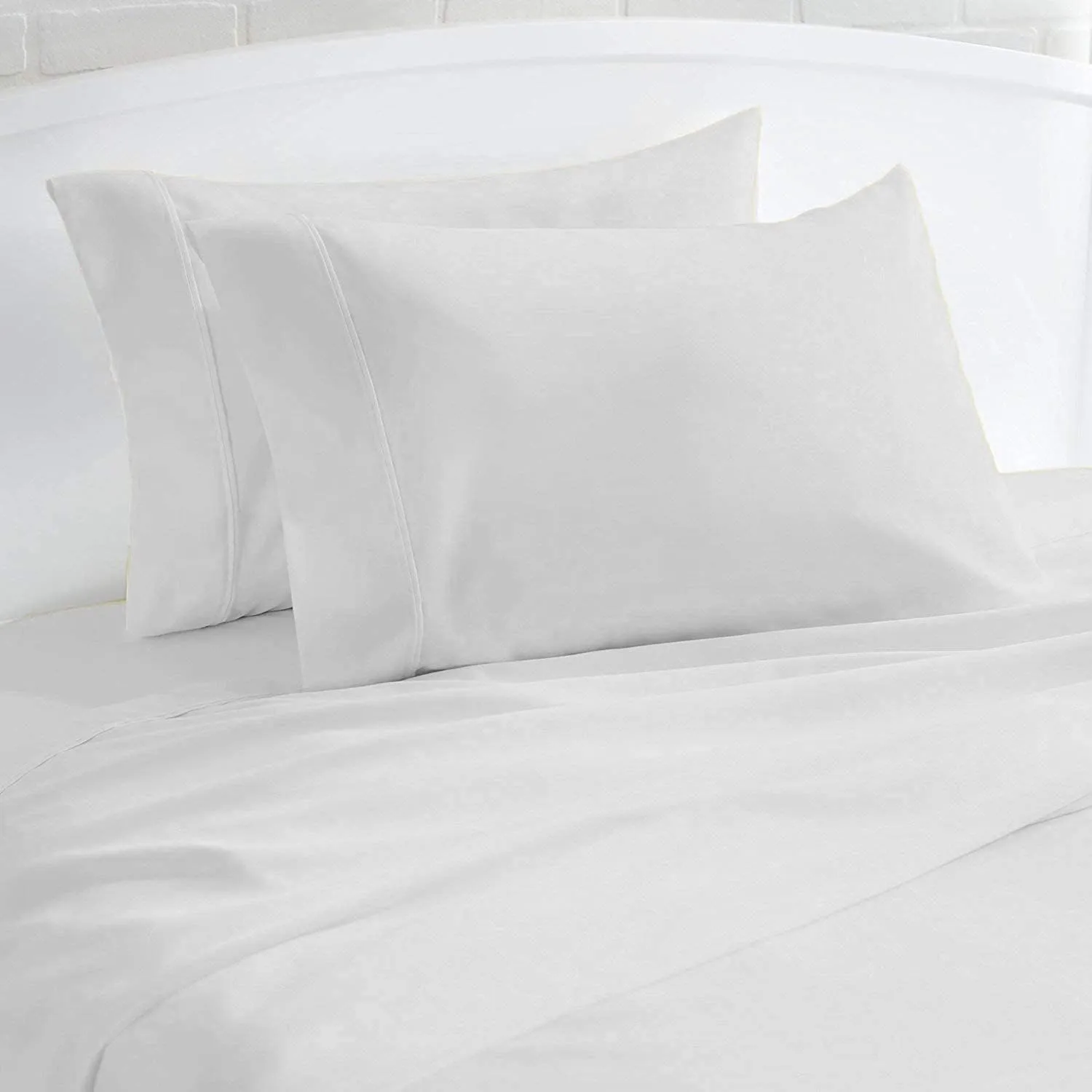 snowhomes Top Split Head Cal-King Sheets for Adjustable Bed-800 TC-100% Cotton Top Half Split Sleep Number Cal-King Sheets White Sheet, Split Down 34''Inch from The Top, Fits Upto 12'' Deep Pocket