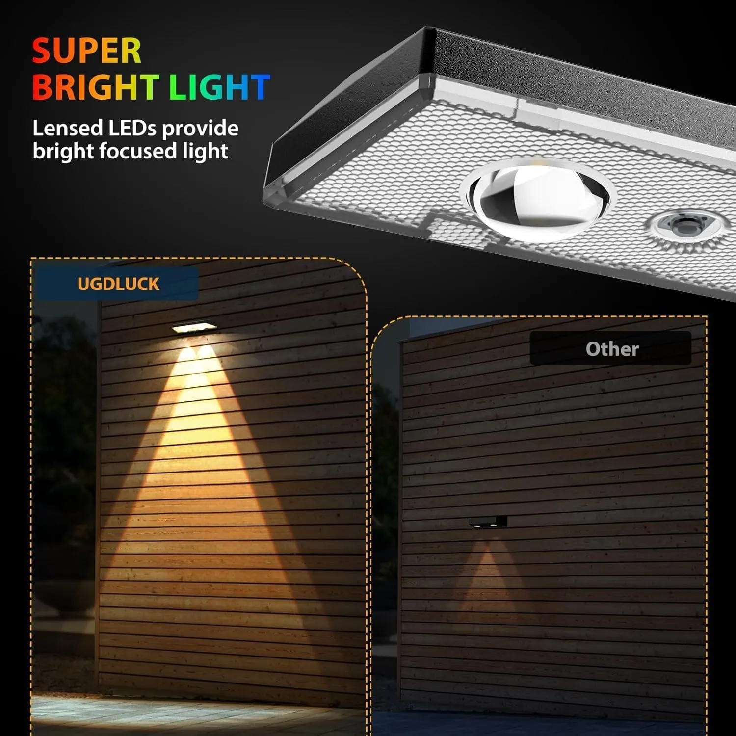 Solar Fence Lights,Warm White & Cold White & Mixed Color 3 Modes Bright Lens LED Dusk to Dawn Deck Light, Outdoor Waterproof,Solar Outdoor Lights for Backyard/Railing/Wall (12Pack)