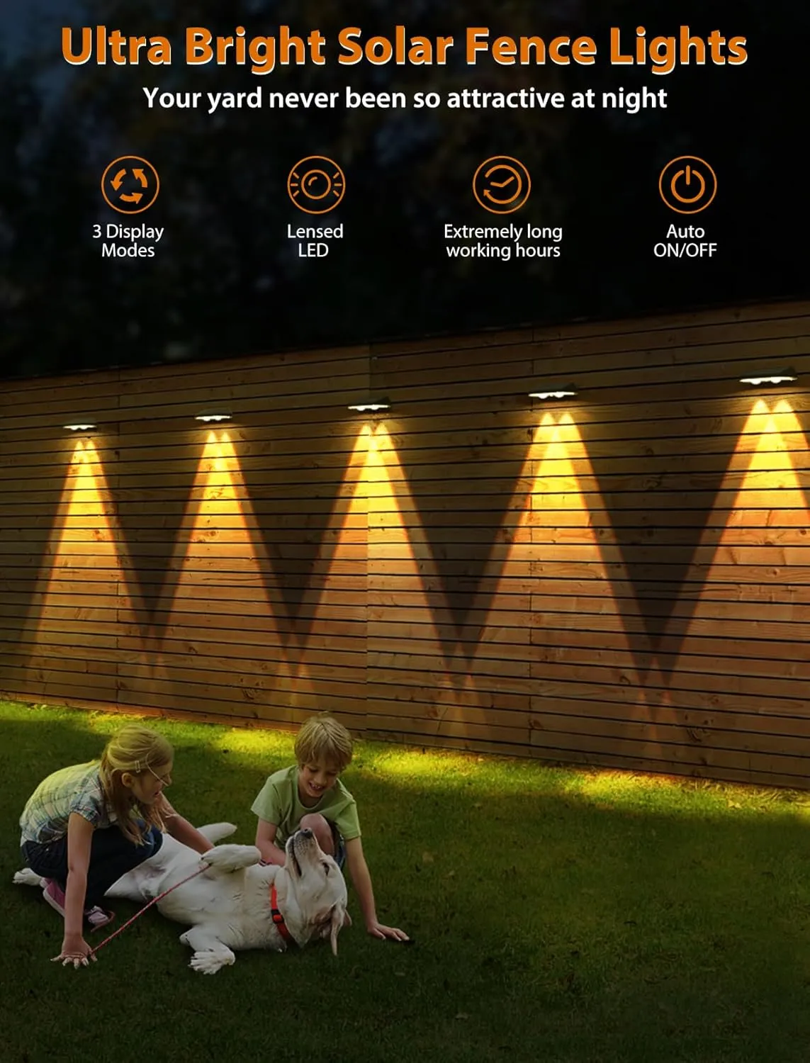 Solar Fence Lights,Warm White & Cold White & Mixed Color 3 Modes Bright Lens LED Dusk to Dawn Deck Light, Outdoor Waterproof,Solar Outdoor Lights for Backyard/Railing/Wall (12Pack)