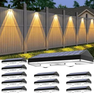 Solar Fence Lights,Warm White & Cold White & Mixed Color 3 Modes Bright Lens LED Dusk to Dawn Deck Light, Outdoor Waterproof,Solar Outdoor Lights for Backyard/Railing/Wall (12Pack)