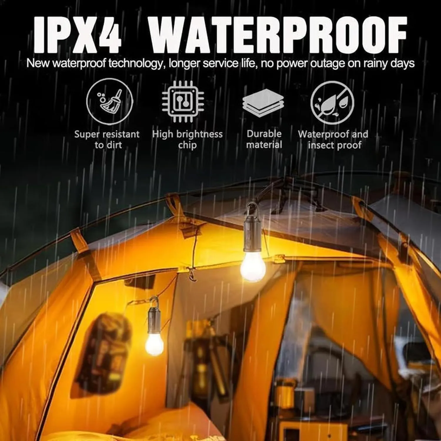 Solar Rechargeable Hooked Camping Light, Shineshore Solar Lights, 3 Light Modes, Multi-Functional Waterproof Portable USB Rechargeable Led Lights for Camping, Emergencies (Flat*3)