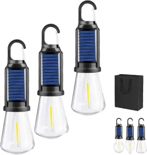 Solar Rechargeable Hooked Camping Light, Shineshore Solar Lights, 3 Light Modes, Multi-Functional Waterproof Portable USB Rechargeable Led Lights for Camping, Emergencies (Flat*3)