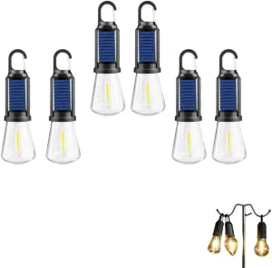 Solar Rechargeable Hooked Camping Light, Vintage Outdoor Tent Ambient Light, Multi-Functional Waterproof Portable USB Rechargeable LED Lights, for Hiking, Campsites, Emergencies (Flat*6)