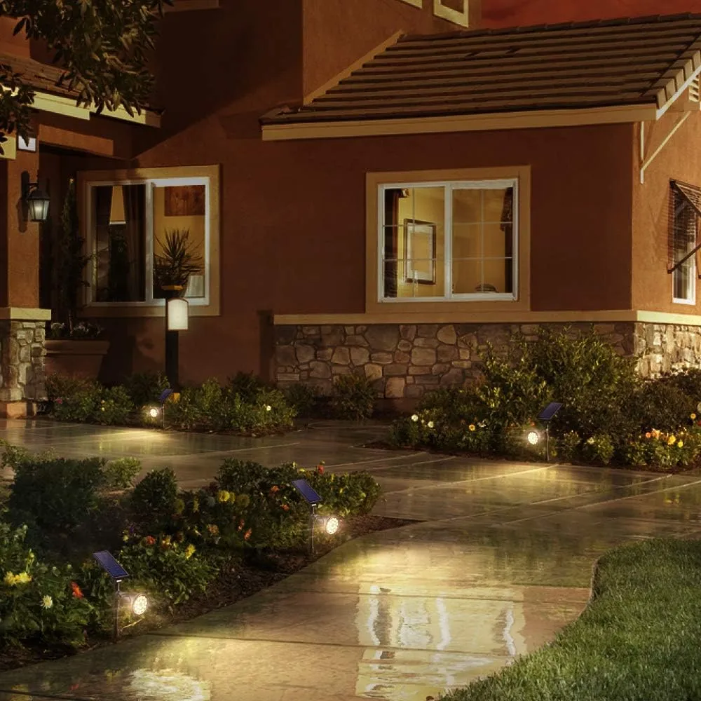 Solar Spot Lights Outdoor, Waterproof Solar Landscape Spotlights 18 LED 2-in-1 Uplights Adjustable Flag Pole Lights Solar Powered 3000k Warm White for Garden Yard Driveway Pathway