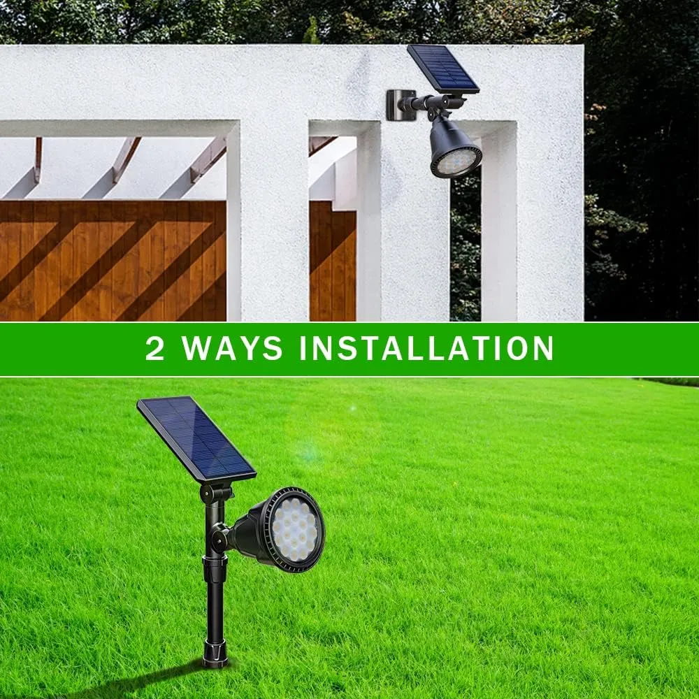 Solar Spot Lights Outdoor, Waterproof Solar Landscape Spotlights 18 LED 2-in-1 Uplights Adjustable Flag Pole Lights Solar Powered 3000k Warm White for Garden Yard Driveway Pathway