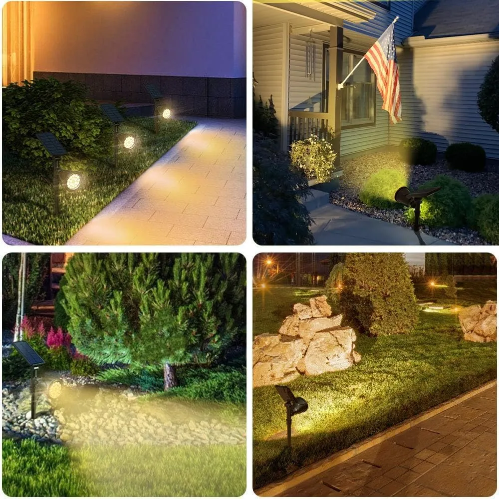 Solar Spot Lights Outdoor, Waterproof Solar Landscape Spotlights 18 LED 2-in-1 Uplights Adjustable Flag Pole Lights Solar Powered 3000k Warm White for Garden Yard Driveway Pathway