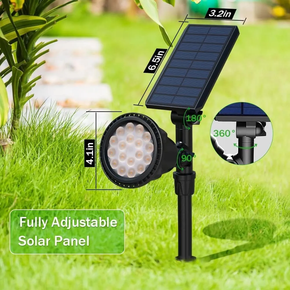 Solar Spot Lights Outdoor, Waterproof Solar Landscape Spotlights 18 LED 2-in-1 Uplights Adjustable Flag Pole Lights Solar Powered 3000k Warm White for Garden Yard Driveway Pathway