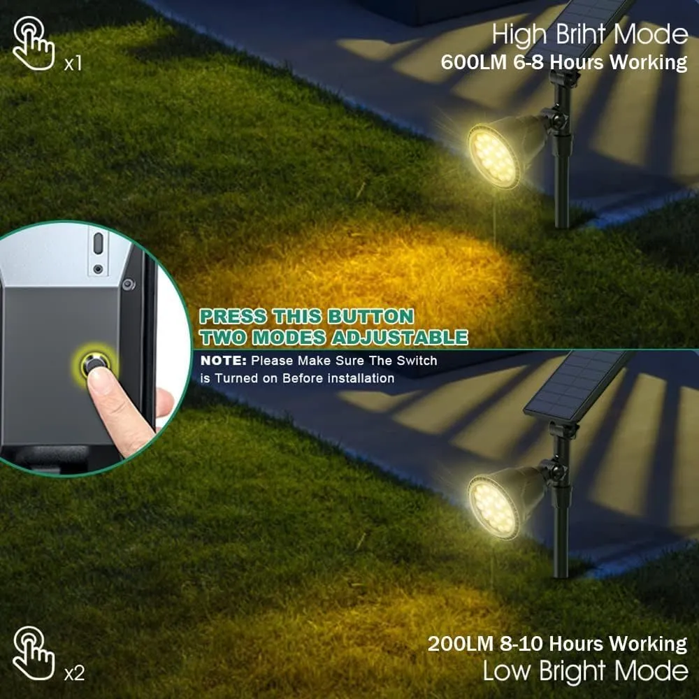 Solar Spot Lights Outdoor, Waterproof Solar Landscape Spotlights 18 LED 2-in-1 Uplights Adjustable Flag Pole Lights Solar Powered 3000k Warm White for Garden Yard Driveway Pathway