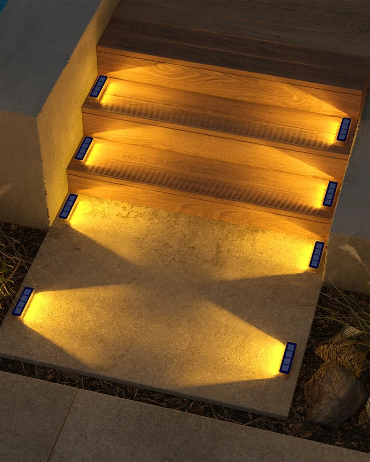 Solar Step Lights for Outside,4 Pack Solar Stair Lights Outdoor Waterproof,Warm White Deck Light Solar Powered Waterproof for Steps,Stairs,Walkway,Sidewalk,Patio,Pathway