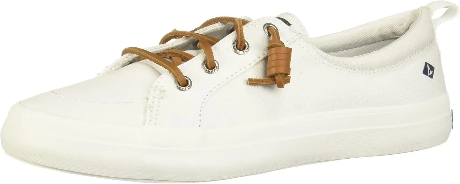 Sperry Womens Canvas Low Top Casual and Fashion Sneakers White 10 Medium (B,M)