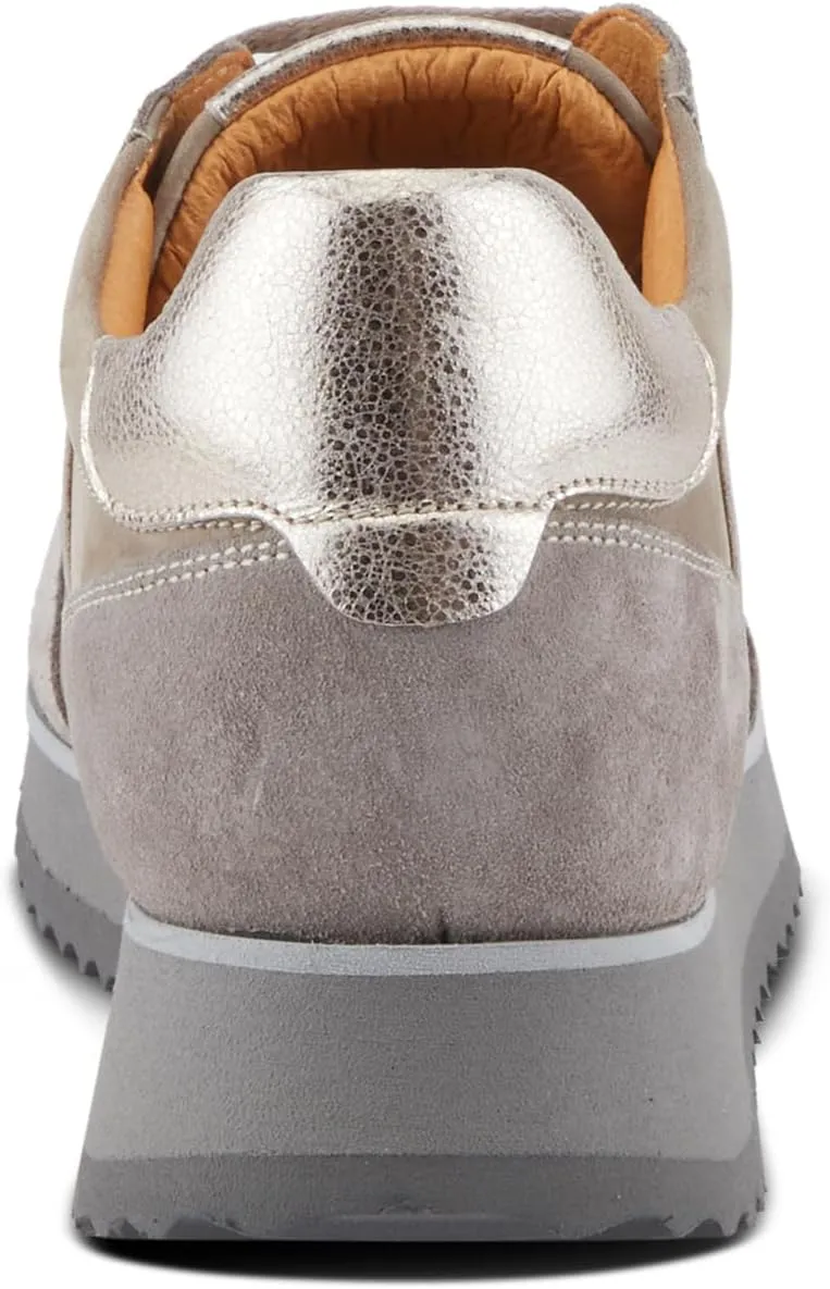 Spring Step Women's Compter Sneakers with Leather and Suede Mix, Cushioning, and Removable Insoles