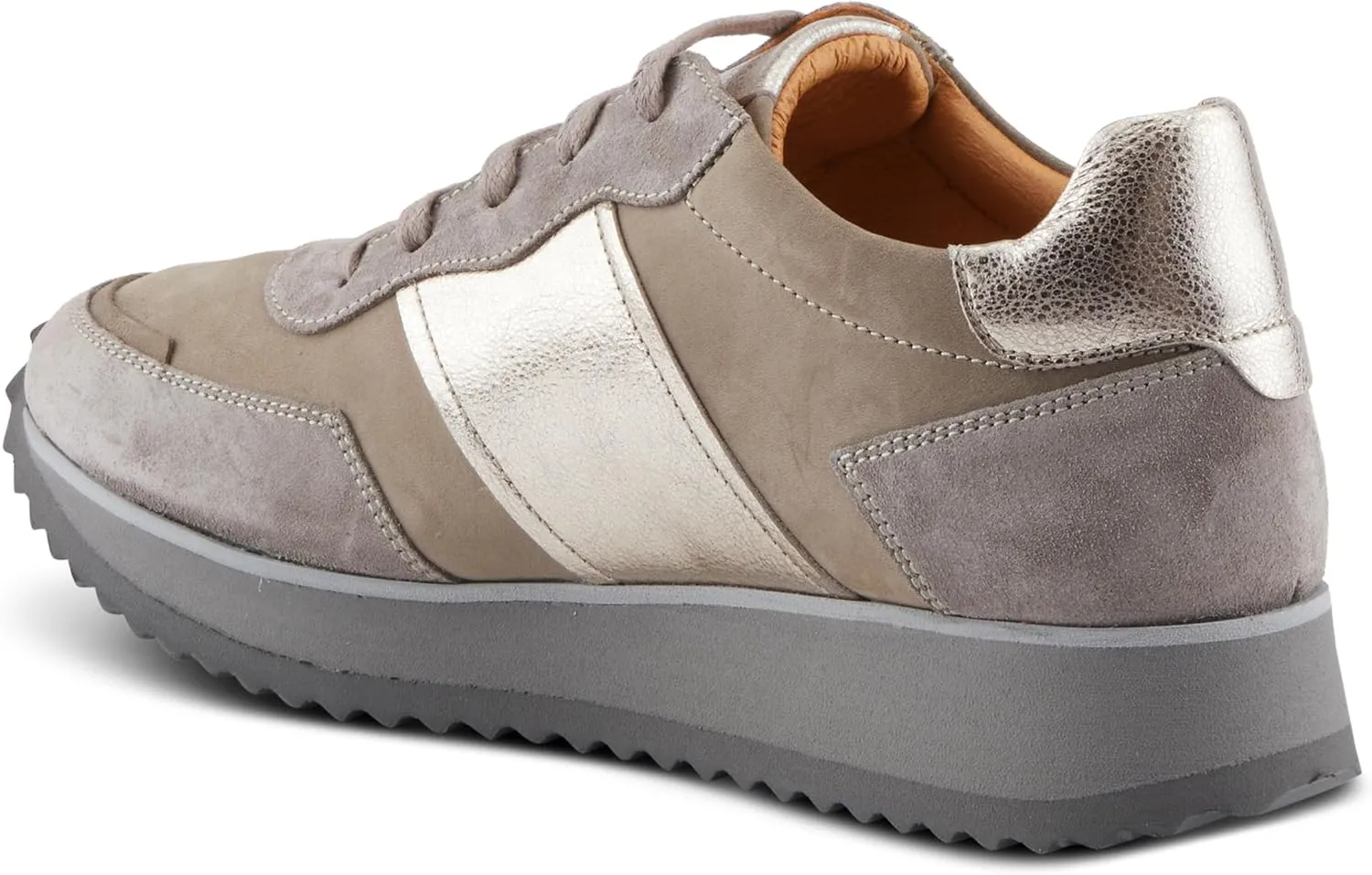 Spring Step Women's Compter Sneakers with Leather and Suede Mix, Cushioning, and Removable Insoles