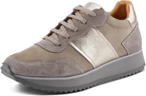 Spring Step Women's Compter Sneakers with Leather and Suede Mix, Cushioning, and Removable Insoles